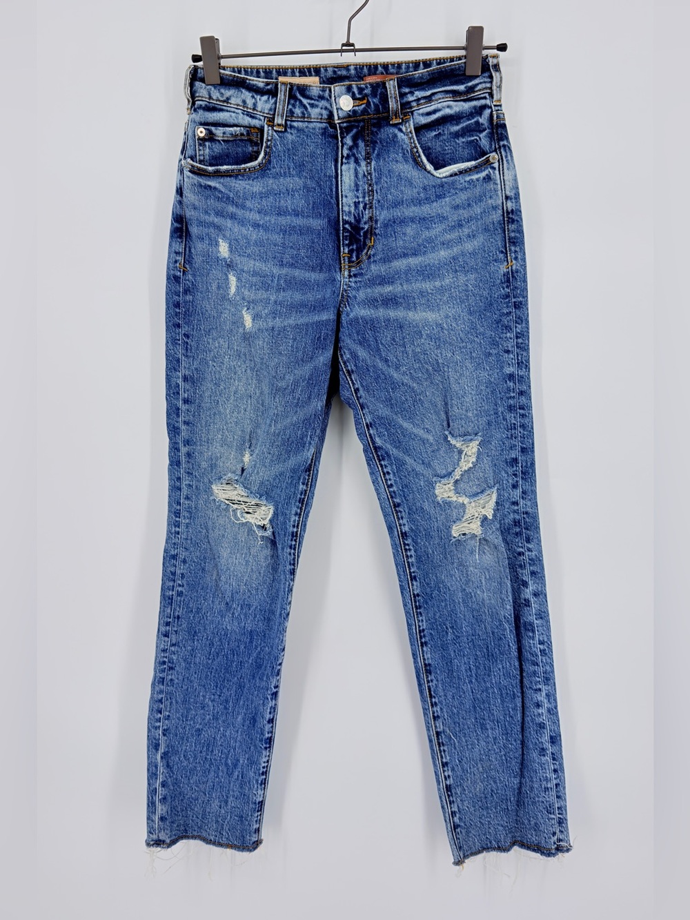 Pilcro Anthropologie High Rise Distressed Straight Leg Jeans Size 27
